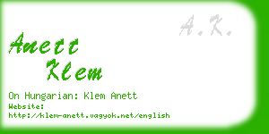 anett klem business card